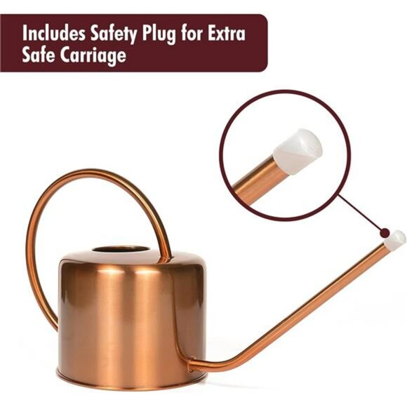 Metal Watering Can Copper Long Spout Indoor Outdoor Plant Water Jug 60 oz - Picture 5 of 7